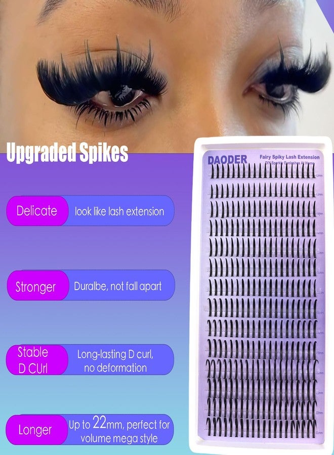 داودر رموش DAODER الجنية المدببة، رموش مانغا مدببة 14-22 مم، وصلات رموش أنمي هجينة بمظهر رطب، رموش فردية مجعدة على شكل حرف D، تركيب منزلي 280 قطعة - Image 4